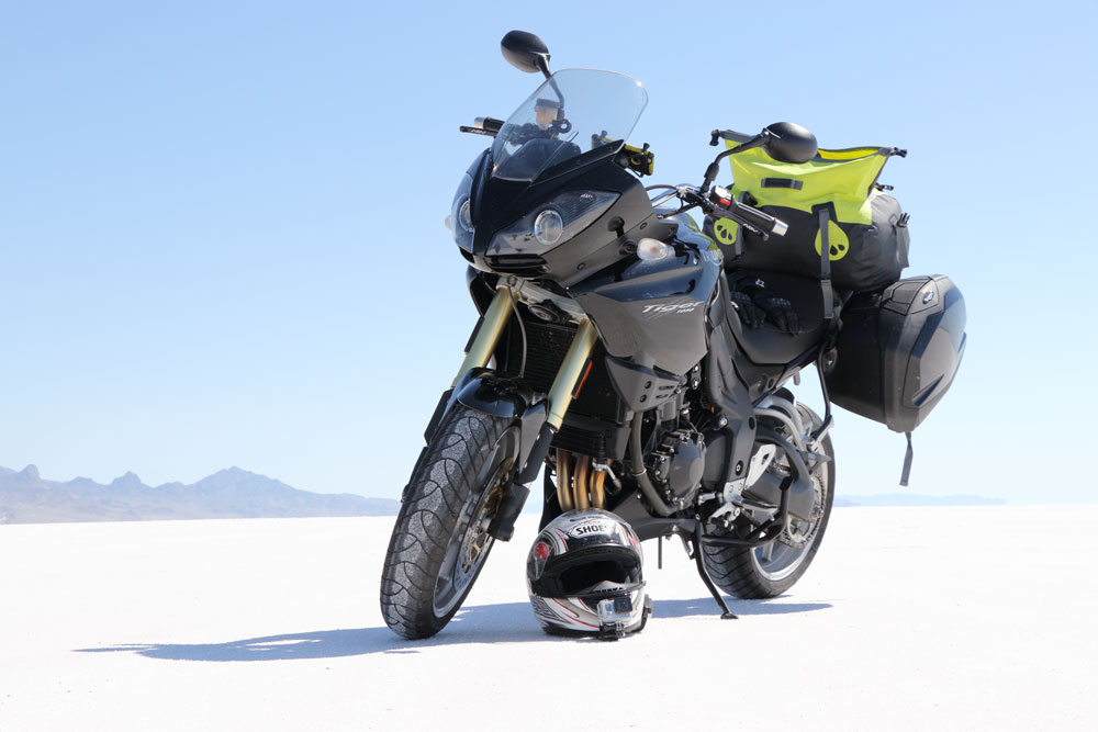 bonneville salt flats tiger 1050 on flats