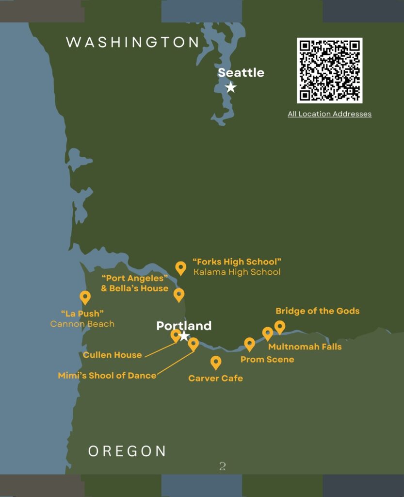 PNW Road Trip - Twilight Filming Locations Map